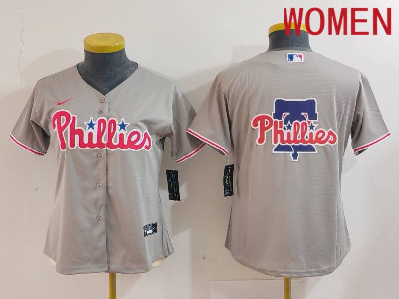 Women Philadelphia Phillies Blank Grey Game 2024 Nike MLB Jersey style 3->women mlb jersey->Women Jersey